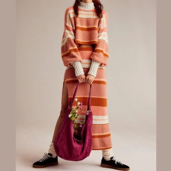 NWT Free People Sofie Sweater Set Original Combo Peach L